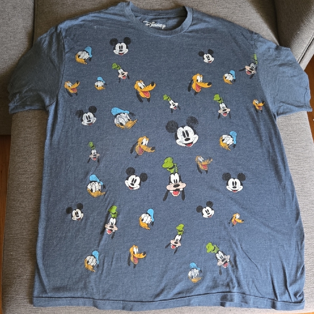 Disney Charcoal Tee with Mickey and Donald Graphics